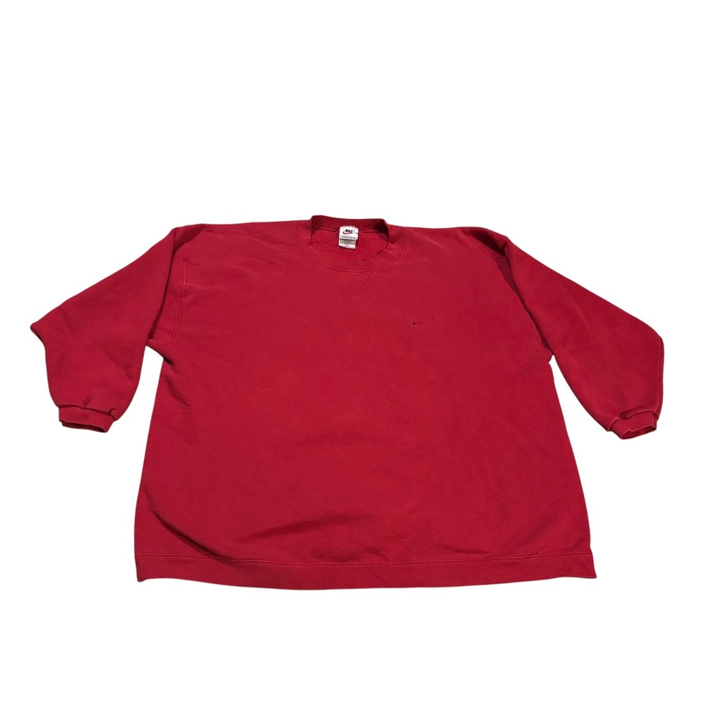Vintage Nike Red‎ Crewneck Sweatshirt Pullover Made In USA Womens L 90s